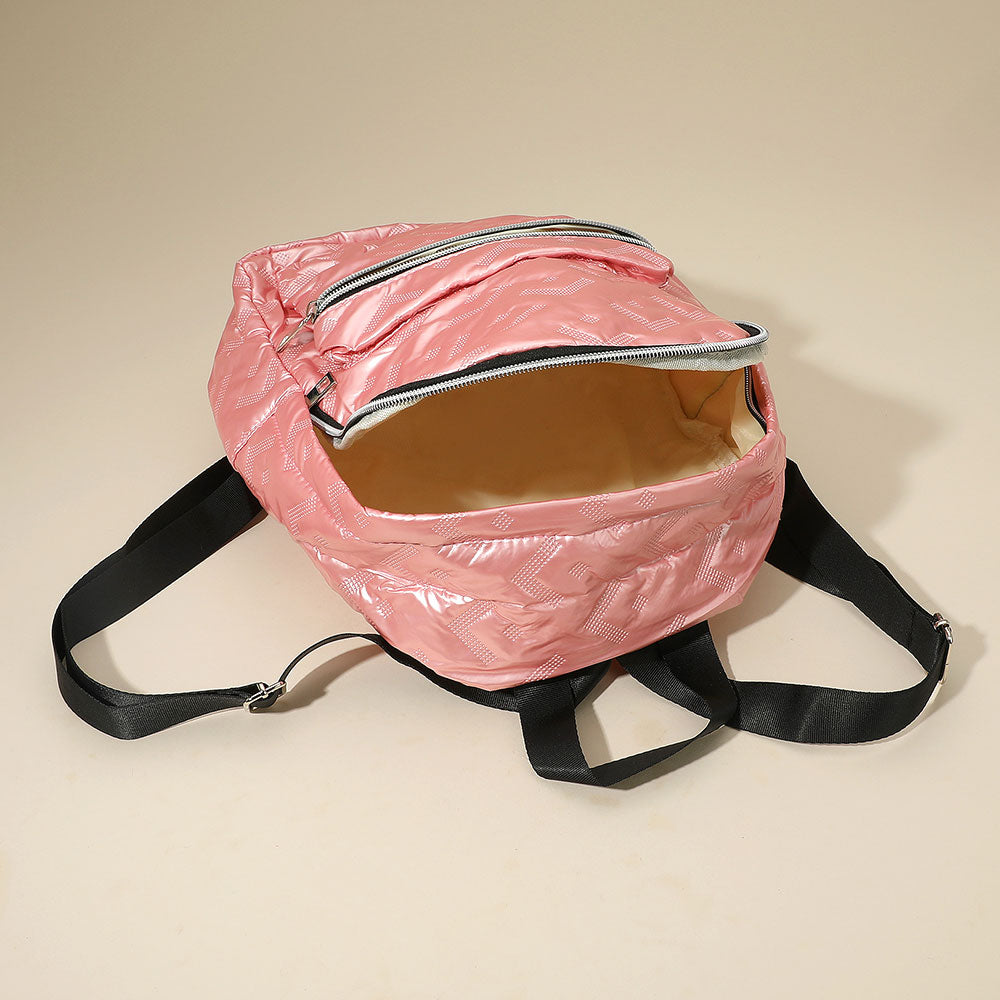 Madeline Love Pink Shiny Quilted Everyday Backpack Bag - Bags & Wallets - extra