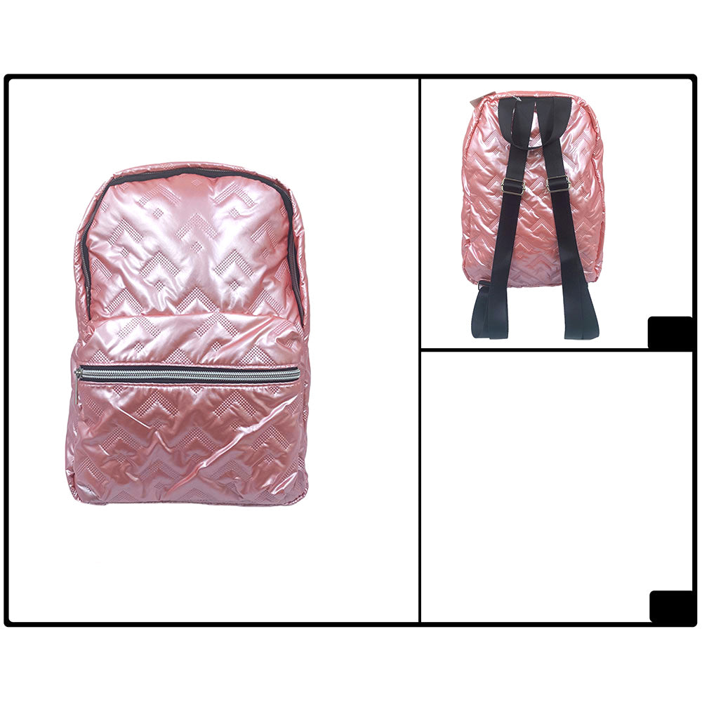 Madeline Love Pink Shiny Quilted Everyday Backpack Bag - Bags & Wallets - extra