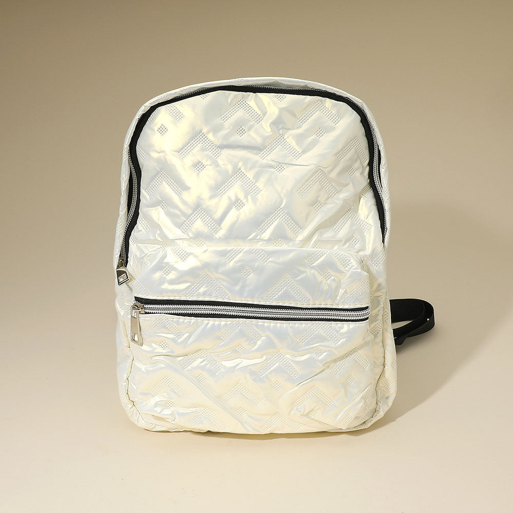 Madeline Love White Shiny Quilted Everyday Backpack Bag - Bags & Wallets