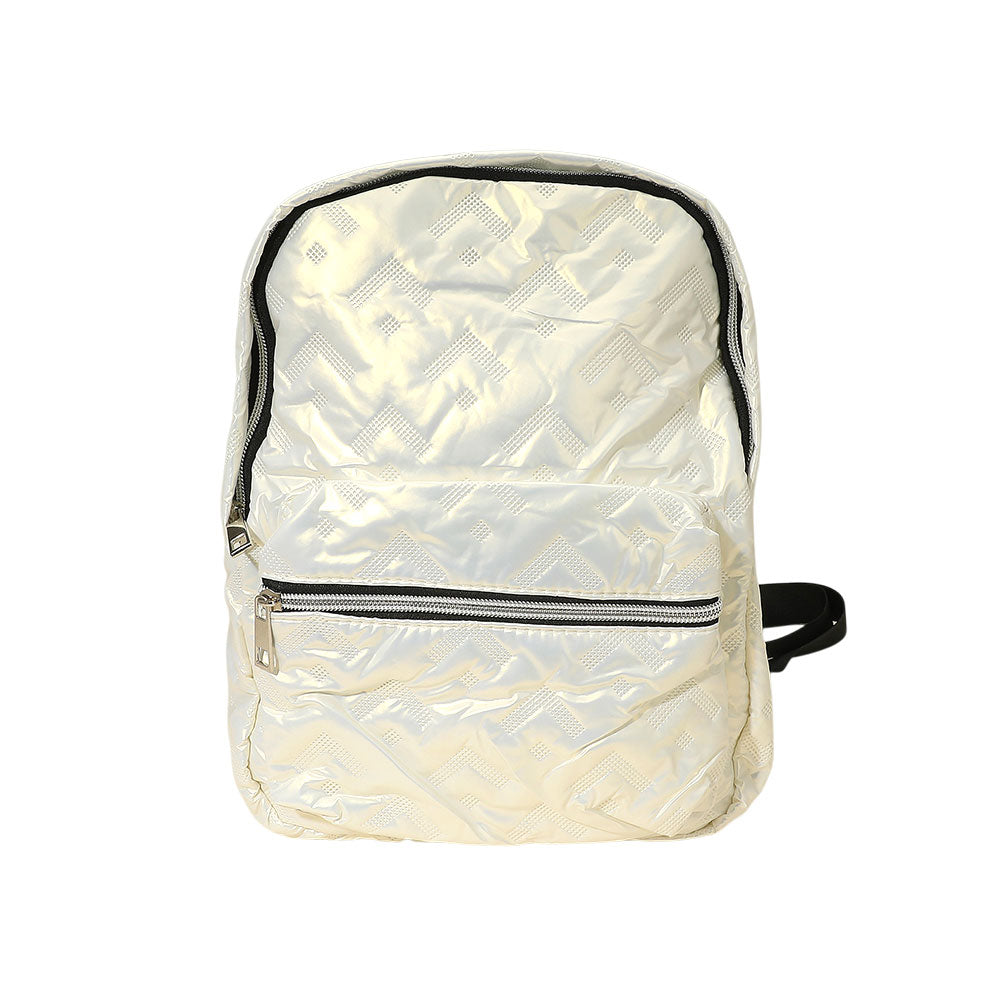 Madeline Love White Shiny Quilted Everyday Backpack Bag - Bags & Wallets - desc