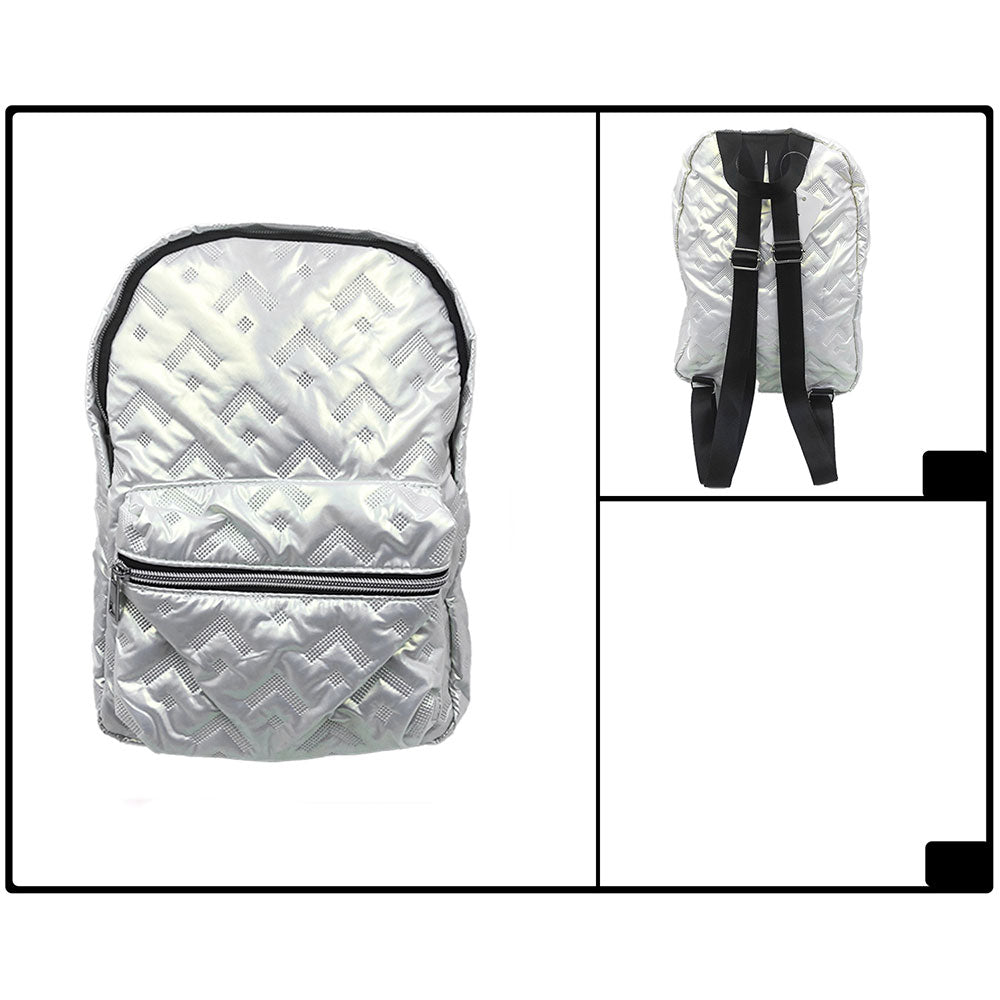 Madeline Love White Shiny Quilted Everyday Backpack Bag - Bags & Wallets - extra