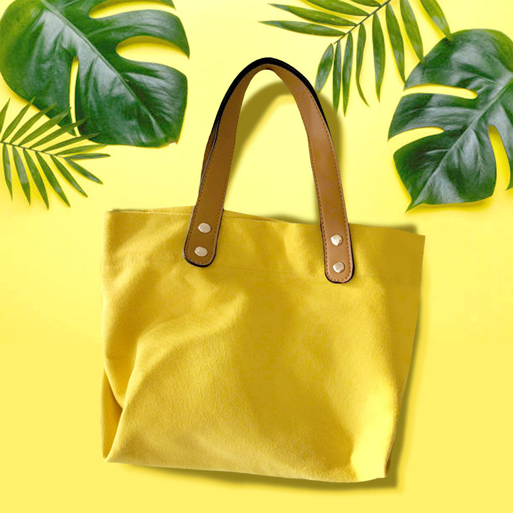 Madeline Love Yellow Solid Cotton Tote / Crossbody Bag - Bags & Wallets