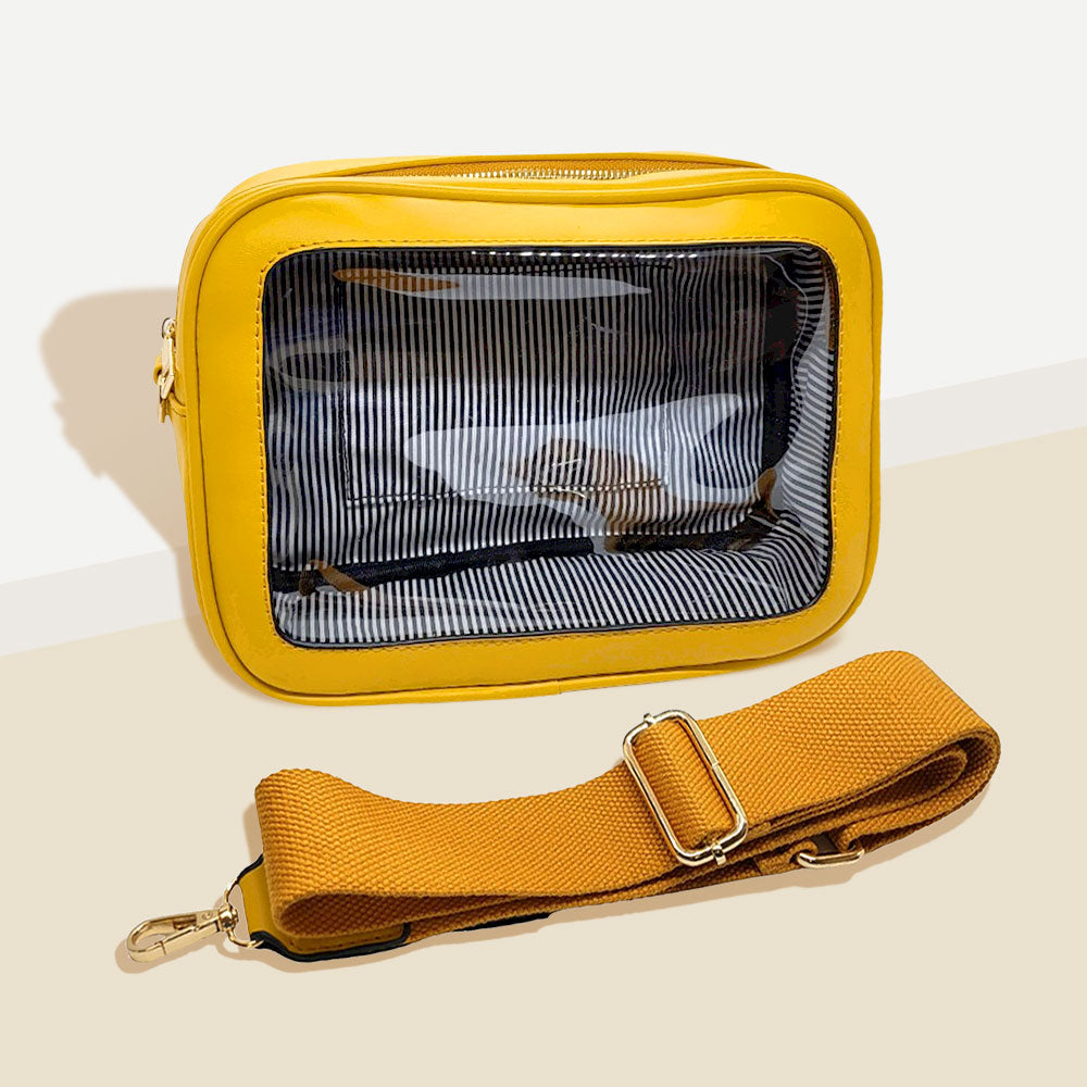 Madeline Love Yellow Transparent Front Pointed Solid Faux Leather Crossbody Bag - Bags & Wallets