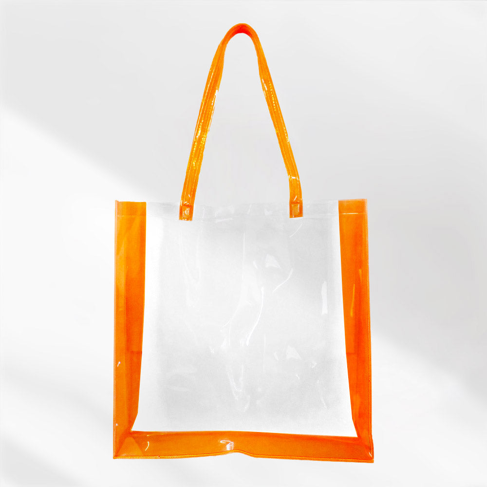 Madeline Love Clear, Neon, Orange Transparent Tote Bag / Shoulder Bag - Bags & Wallets