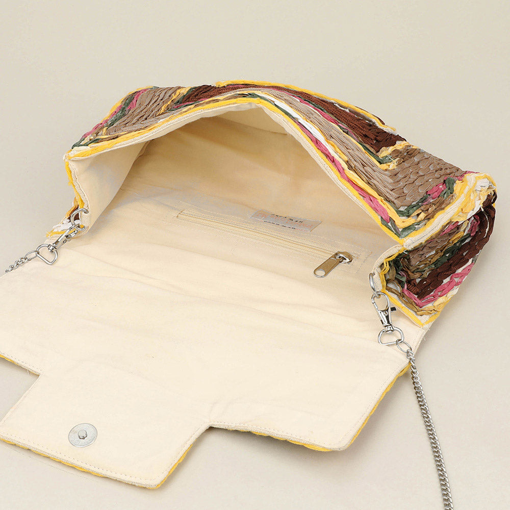 Madeline Love Green Handcrafted Raffia Geometric Pattern Clutch Bag / Crossbody Bag - Bags & Wallets - extra