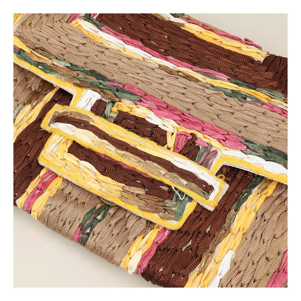 Madeline Love Green Handcrafted Raffia Geometric Pattern Clutch Bag / Crossbody Bag - Bags & Wallets - extra