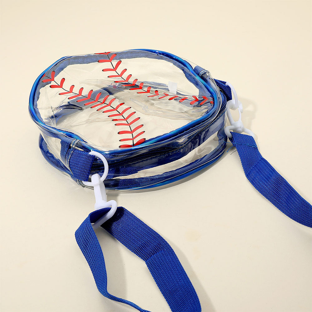 Madeline Love Royal Blue Baseball Transparent Round Crossbody Bag - Bags & Wallets - desc