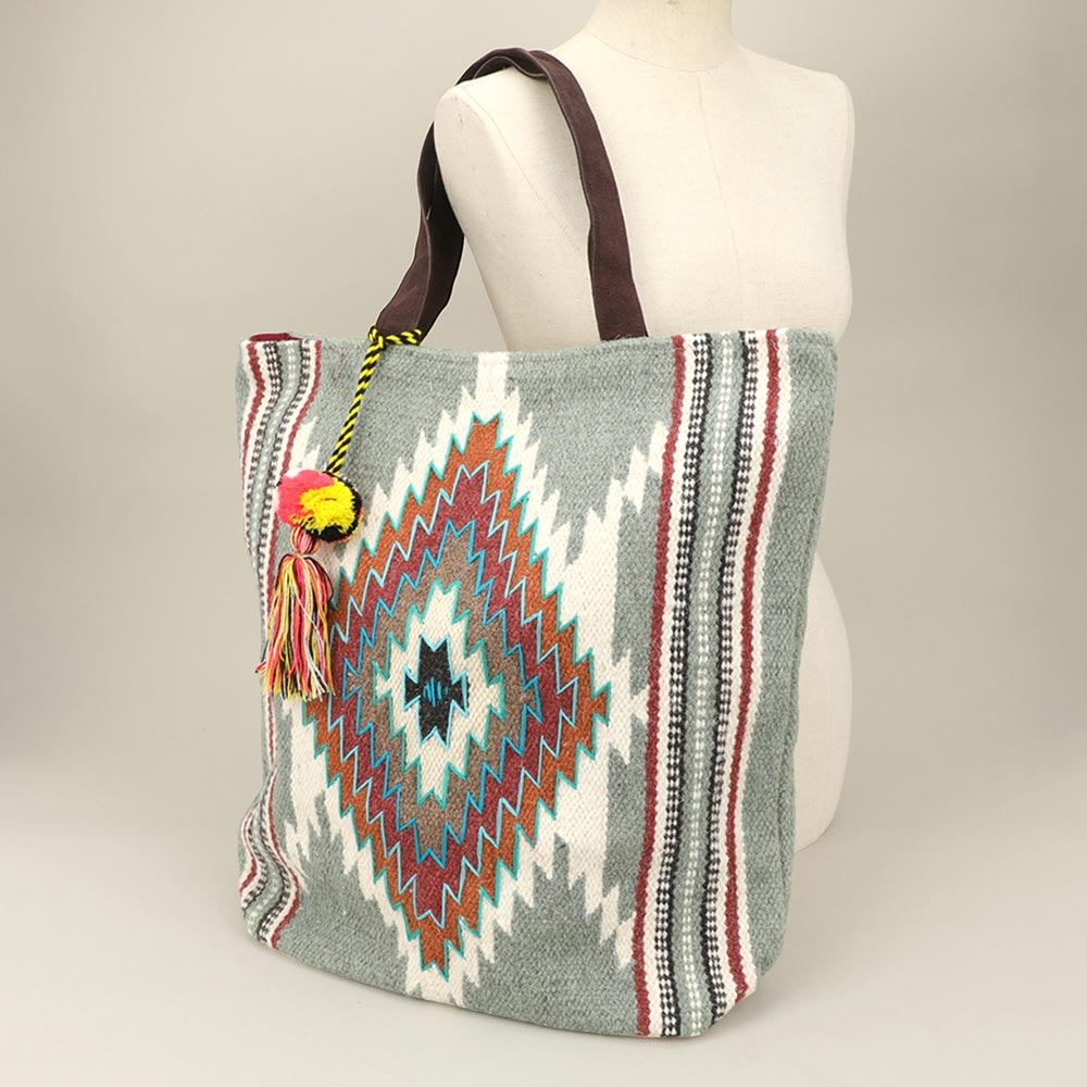Madeline Love Multi Handwoven Boho Geometric Aztec Pattern Tote Bag - Bags & Wallets - extra