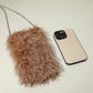 Madeline Love Beige Fluffy Faux Fur Crossbody Phone Case Bag - Bags & Wallets - desc