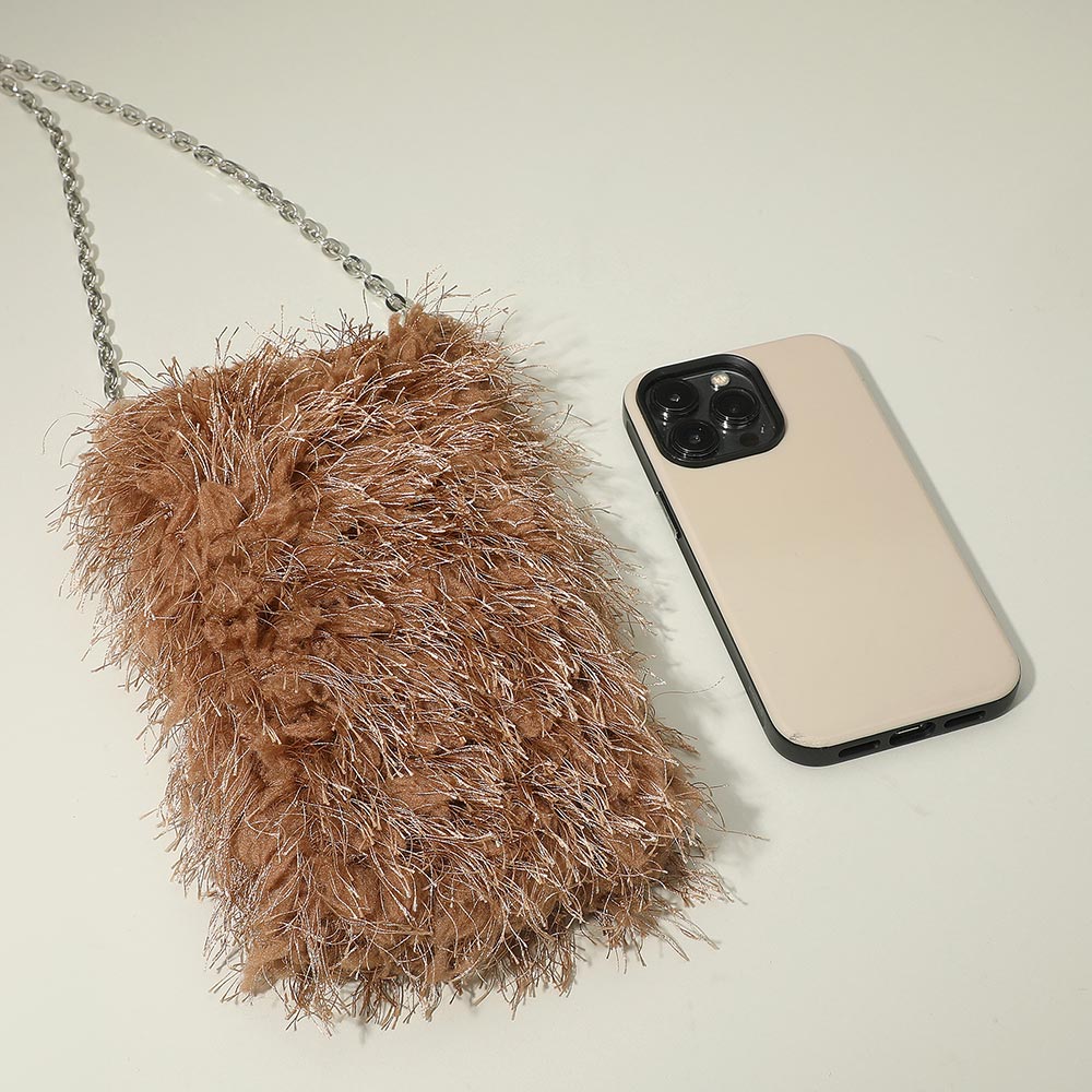 Madeline Love Burgundy Fluffy Faux Fur Crossbody Phone Case Bag - Bags & Wallets - extra