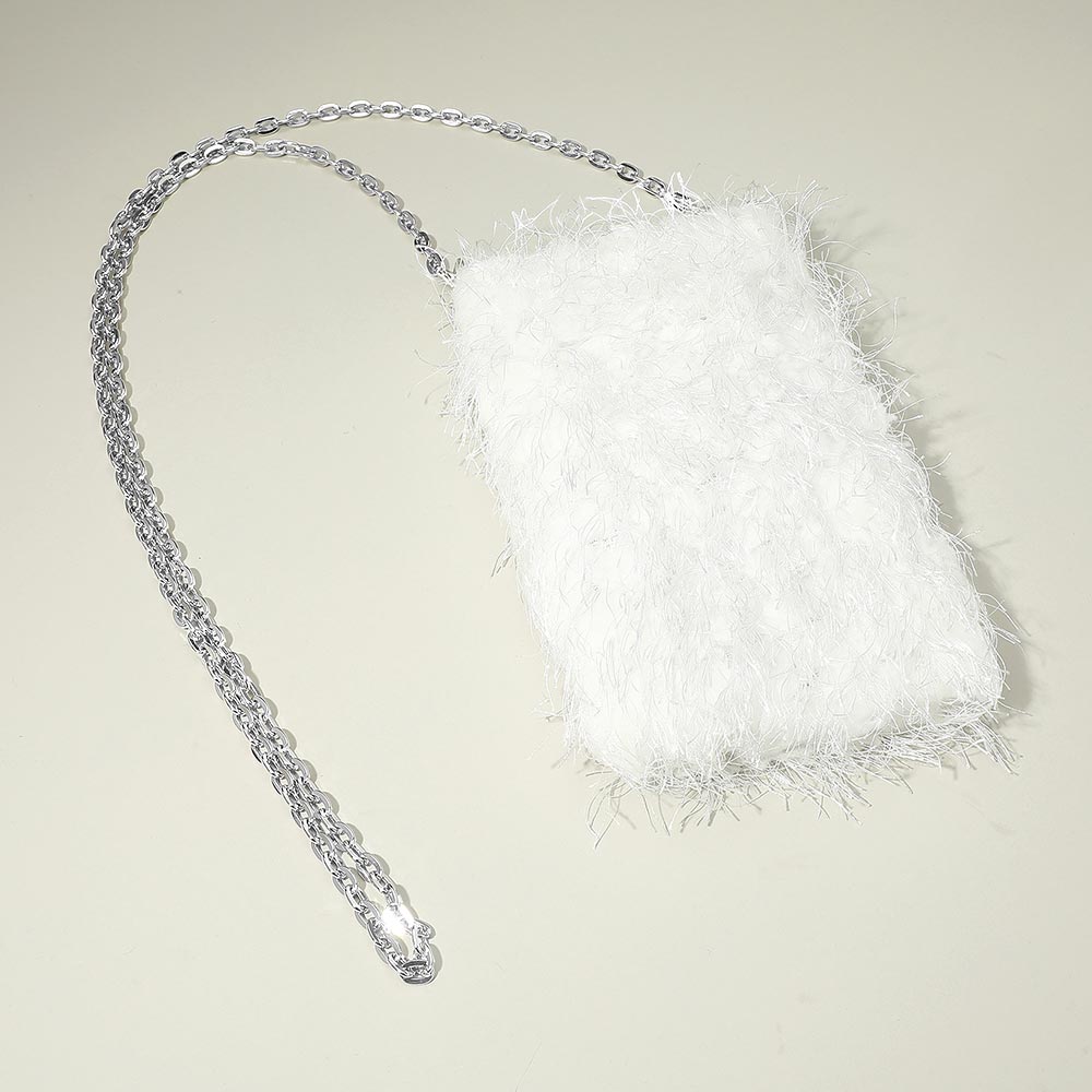 Madeline Love White Fluffy Faux Fur Crossbody Phone Case Bag - Bags & Wallets