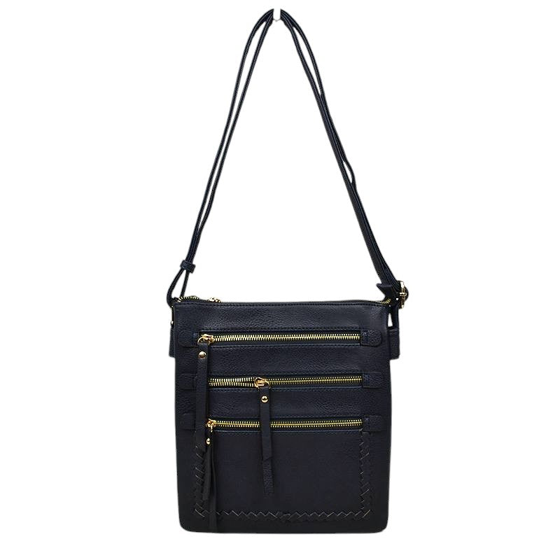 Blue Fashionable Womens Soft Faux  Leather Crossbody Purse Shoulder Bag, Show your trendy side with this awesome crossbody bag. Have fun and look stylish. Versatile enough for wearing straight through the week, perfectly lightweight to carry around all day. Hands-Free Cross-Body adds an instant runway style to your look, giving it ladylike chic. This handbag is destined to become your new favorite. Detachable, adjustable crossbody strap. Exterior front zip pocket.