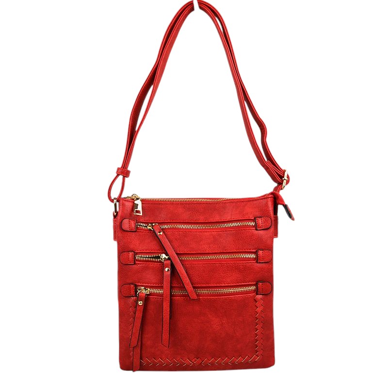 Red Fashionable Womens Soft Faux  Leather Crossbody Purse Shoulder Bag, Show your trendy side with this awesome crossbody bag. Have fun and look stylish. Versatile enough for wearing straight through the week, perfectly lightweight to carry around all day. Hands-Free Cross-Body adds an instant runway style to your look, giving it ladylike chic. This handbag is destined to become your new favorite. Detachable, adjustable crossbody strap. Exterior front zip pocket.