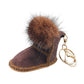 Faux Fur Pom Pom Boot Bag Charm - Brick - Keychains