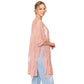 Pink Flower Lace Kimono Poncho is a versatile and fashionable addition to any wardrobe. The delicate lace detailing adds a touch of elegance, while the kimono style allows for comfortable and easy wear. Perfect for dressing up any outfit, this poncho is a must-have for any fashion-forward individual. 