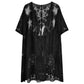 Black Flower Lace Kimono Poncho is a versatile and fashionable addition to any wardrobe. The delicate lace detailing adds a touch of elegance, while the kimono style allows for comfortable and easy wear. Perfect for dressing up any outfit, this poncho is a must-have for any fashion-forward individual. 