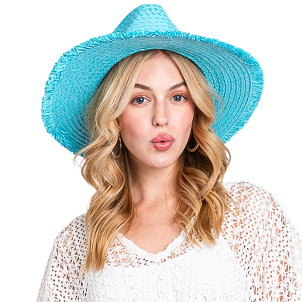 Frayed Solid Straw Sun Hat is the perfect addition to your summer wardrobe. Made with high-quality straw, it offers both style and functionality, keeping you cool and protected from the sun's rays. Its frayed edge adds a touch of effortless chic to any outfit. A must-have for any beach or outdoor adventure. 