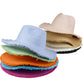 Frayed Solid Straw Sun Hat is the perfect addition to your summer wardrobe. Made with high-quality straw, it offers both style and functionality, keeping you cool and protected from the sun's rays. Its frayed edge adds a touch of effortless chic to any outfit. A must-have for any beach or outdoor adventure. 