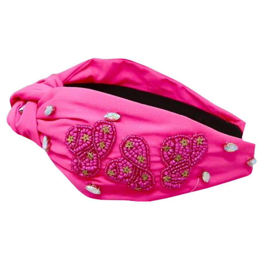 Fuchsia Cowgirl Hat Seed Beaded Front Knot Headband, create a natural & beautiful look while perfectly matching your color with the easy-to-use seed beaded front knot headband. Push your hair back and spice up any plain outfit with this knot headband! Be the ultimate trendsetter & be prepared to receive compliments wearing this cowgirl hat headband with all your stylish outfits!