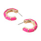 Fuchsia Enamel Bamboo Hoop Earrings are the perfect blend of style and sustainability. Made from bamboo, these earrings are eco-friendly and lightweight, making them comfortable to wear. The enamel finish adds a pop of color and shine, making them a versatile accessory for any outfit. Upgrade your style while also making a positive impact on the environment.