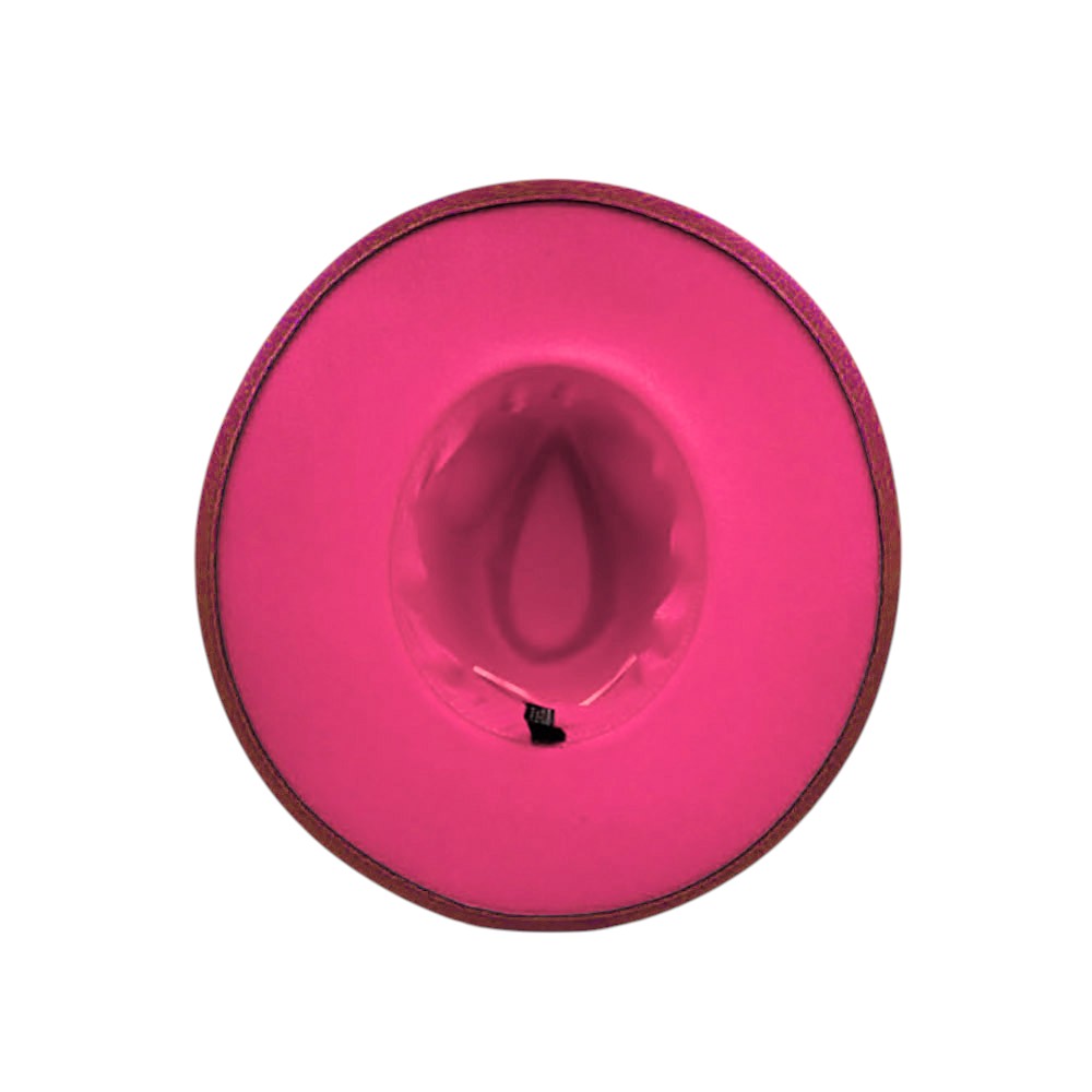Fuchsia Faux Leather Band Solid Panama Hat is a stylish and versatile accessory. Crafted with high-quality materials, it features a faux leather band that adds a touch of sophistication to the classic Panama hat design. With its lightweight and breathable construction, this hat is perfect for any occasion, providing both style and comfort. Elevate your wardrobe with this timeless piece.