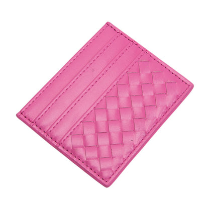 Fuchsia Faux Leather Basket Weave Card Holder Wallet boasts a stylish basket weave design. Made from durable materials, it can securely hold multiple cards and cash while keeping a slim profile. Perfect for those looking for a sophisticated and functional accessory.