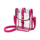 Faux Leather Belt Buckle Pointed Transparent Crossbody Bag - Fuchsia - Crossbody Bag