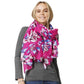 Fuchsia Flower Printed Scarf, this timeless flower printed scarf is a soft, lightweight, and breathable fabric, close to the skin, and comfortable to wear. Sophisticated, flattering, and cozy. Perfect gift for birthdays, holidays, or fun nights out.