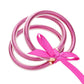 Fuchsia Gold 3PCS Glitter Jelly Tube Bangle Bracelet, Introduce some sparkle to your accessory collection with our bracelet set. Made with high-quality materials, these bracelets are both durable and eye-catching. This stunning bracelet set is the perfect winter gift, adding a touch of sparkle to your loved ones accessories!
