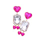 Fuchsia Heart Emerald Cut Stone Link Dangle Evening Earrings are perfect for a glamorous evening. Made with stunning emerald-cut stones, these earrings will add a touch of elegance to any outfit. With their delicate link design, they are both stylish and comfortable to wear‚Äîa must-have for any special occasion.