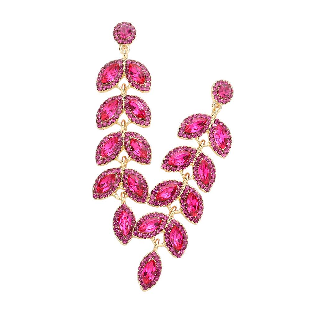 Fuchsia Marquise Stone Cluster Vine Dangle Evening Earrings, elevate your evening look with these exquisite Dangle Evening Earrings. Perfect for your next special occasion! An excellent choice for wearing with any outfit. These beautifully unique designed earrings are suitable as gifts for wife, girlfriend, and mothers.