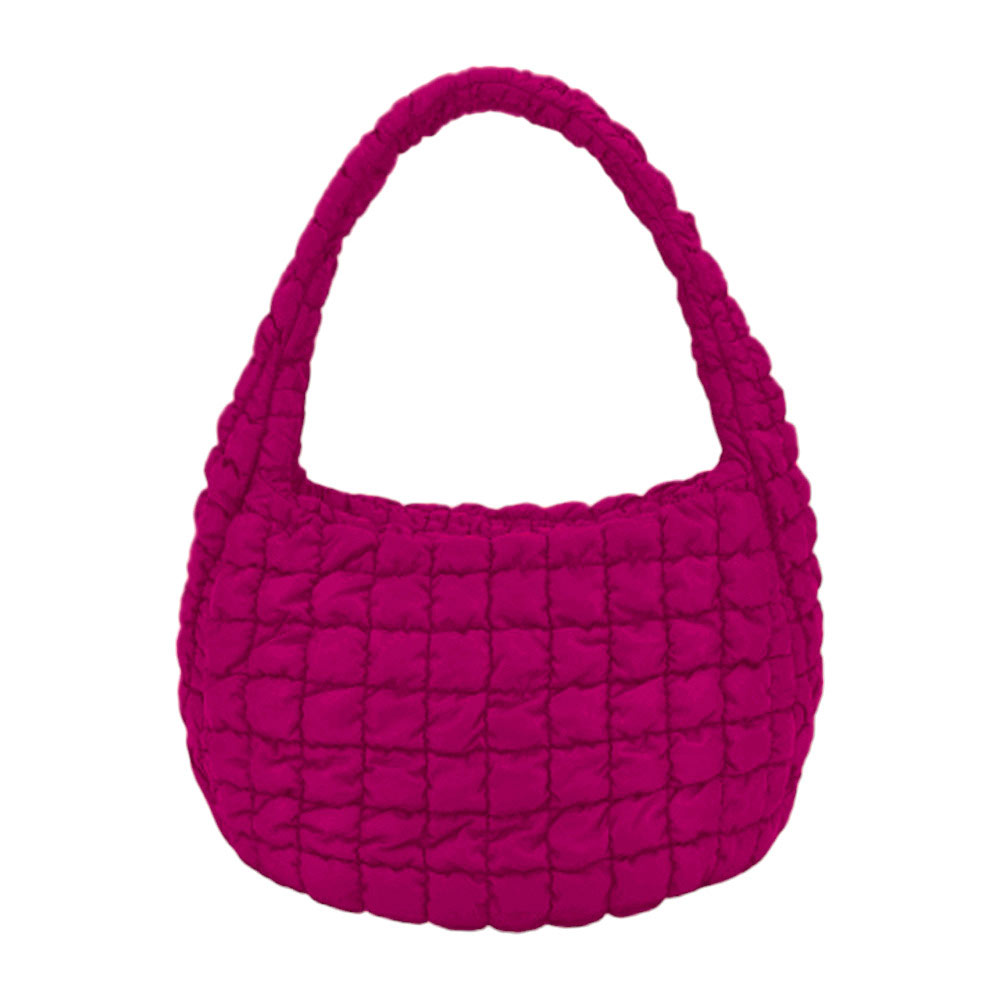 Fuchsia Quilted Puffer Shoulder Crossbody Bag, Stay warm and stylish with this bag. Made of durable material, it is insulated to keep you cozy in the coldest conditions. The shoulder straps make it comfortable and convenient to carry, so you can bring everything you need with ease. Perfect for gifting on every occasion.