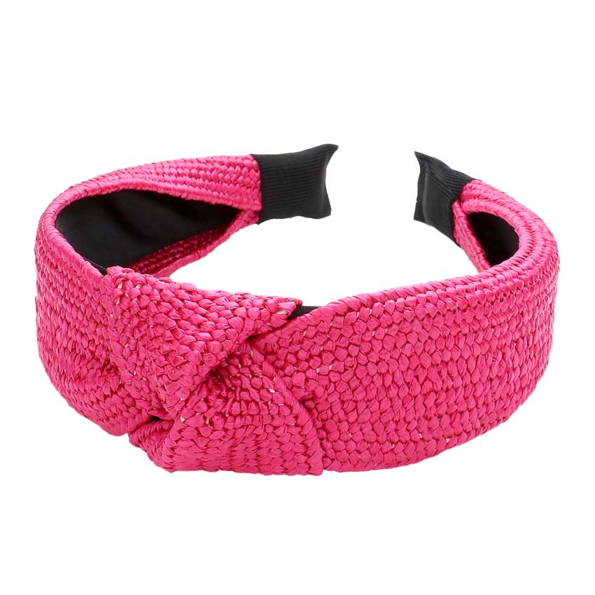 Fuchsia Trendy Straw Knot Burnout Headband, create a natural & beautiful look while perfectly matching your color with the easy-to-use straw knot burnout headband. Add a super neat and trendy knot to any boring style. Perfect for everyday wear, outdoor festivals, and more. Awesome gift idea for your loved one or yourself.