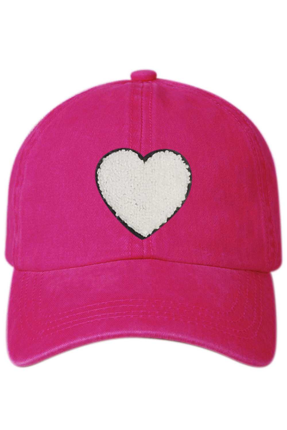 Fuchsia The Heart Applique Baseball Cap adds a charming touch to everyday outfits with its stylish embroidered heart detail. Designed for comfort and casual wear, it features a classic fit that’s perfect for daily use and effortless styling.