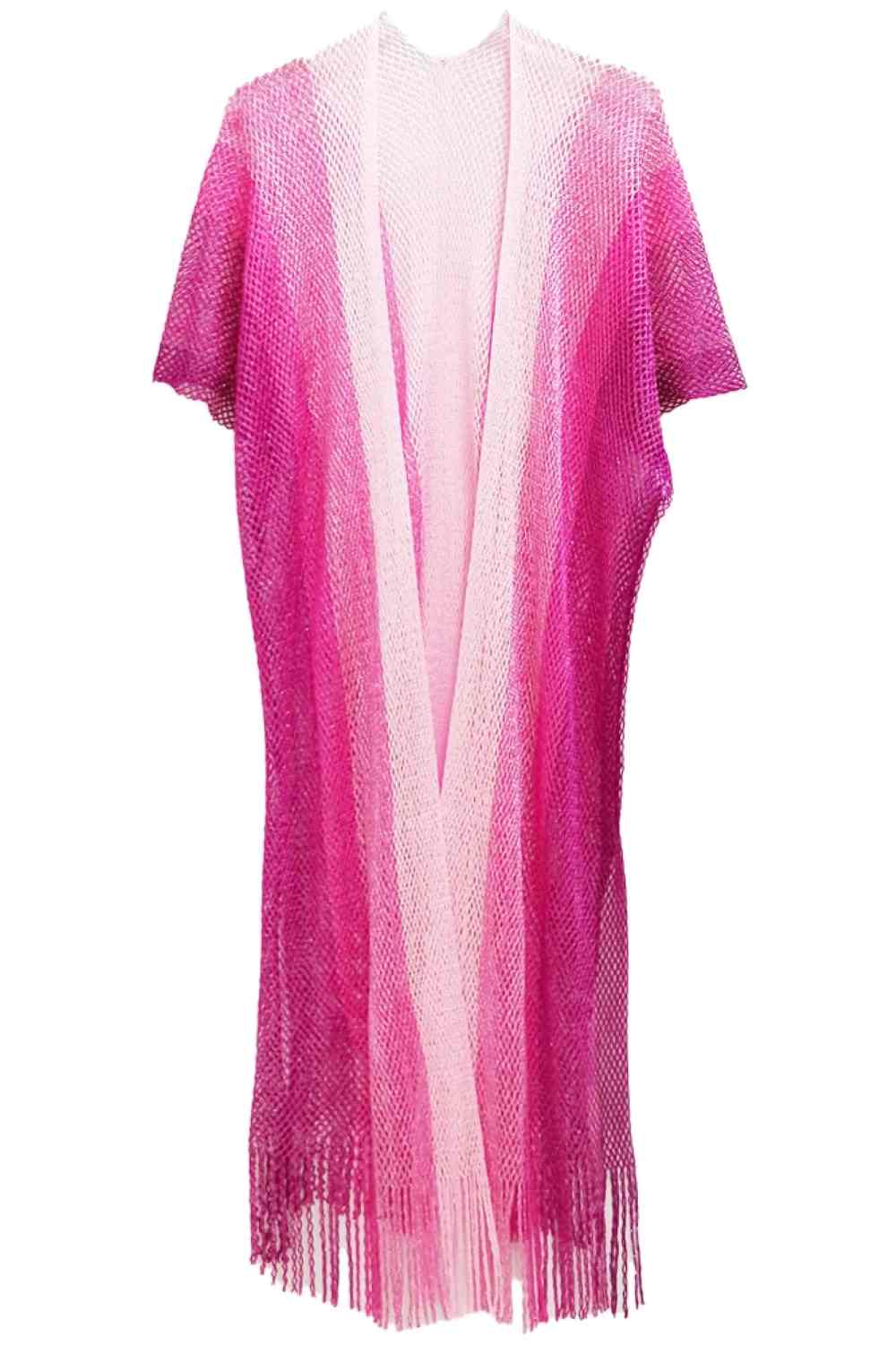 Two Tone Lurex Kimono - Fuchsia - Kimonos