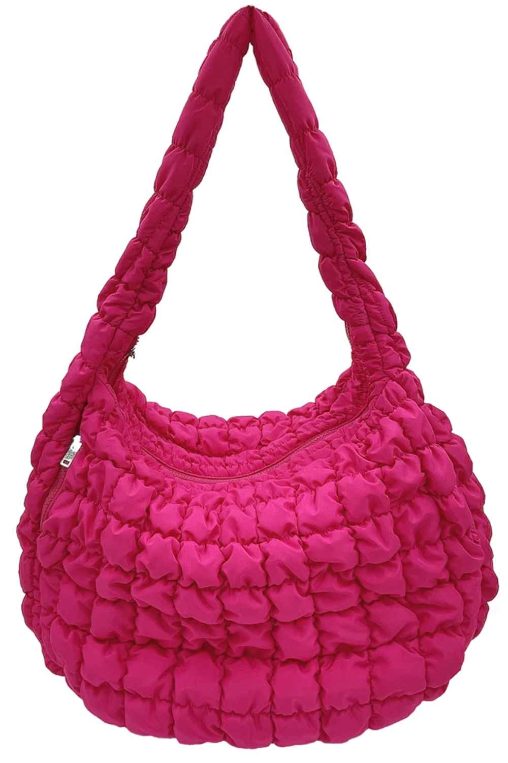 Fuchsia Carry your essentials in style with this Large Quilted Solid Bag. Crafted from durable 100% polyester with a classic quilted design, it offers a sleek, versatile look that complements any outfit. The adjustable sling strap allows for comfortable crossbody wear, making it perfect for everyday errands, travel, or casual outings.