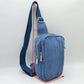 Multi-Zipper Sling Bag with Adjustable Crossbody Strap - Light Denim - Sling Bag