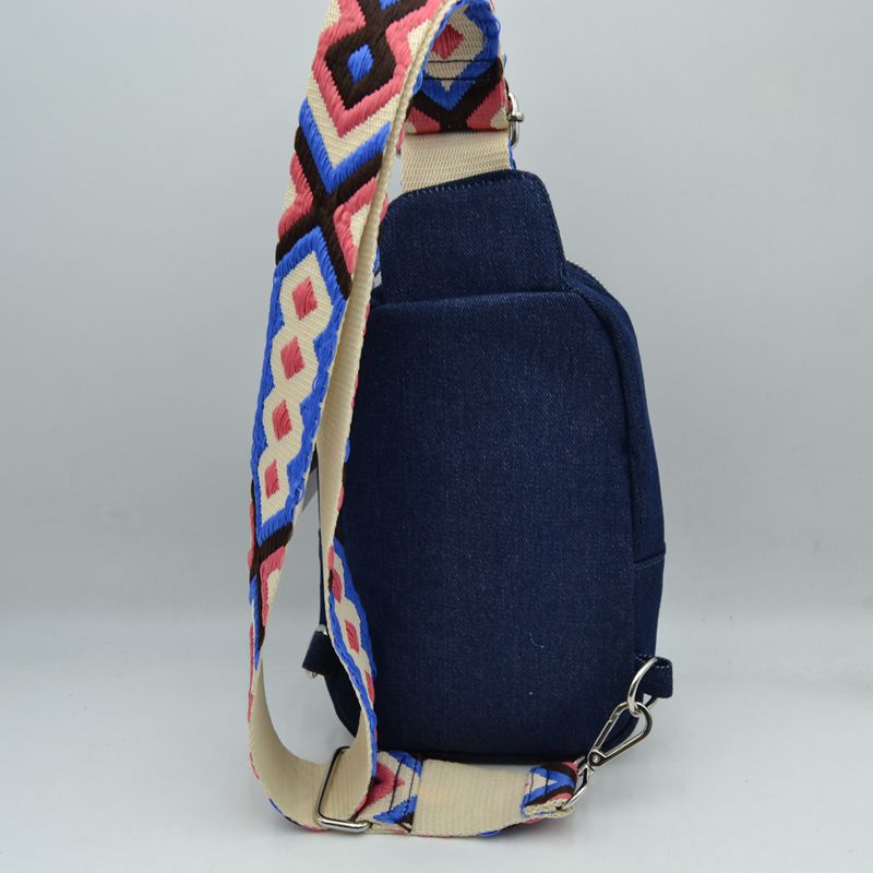 Geometric Pattern Strap Sling Bag with Zipper Pockets - Sling Bag