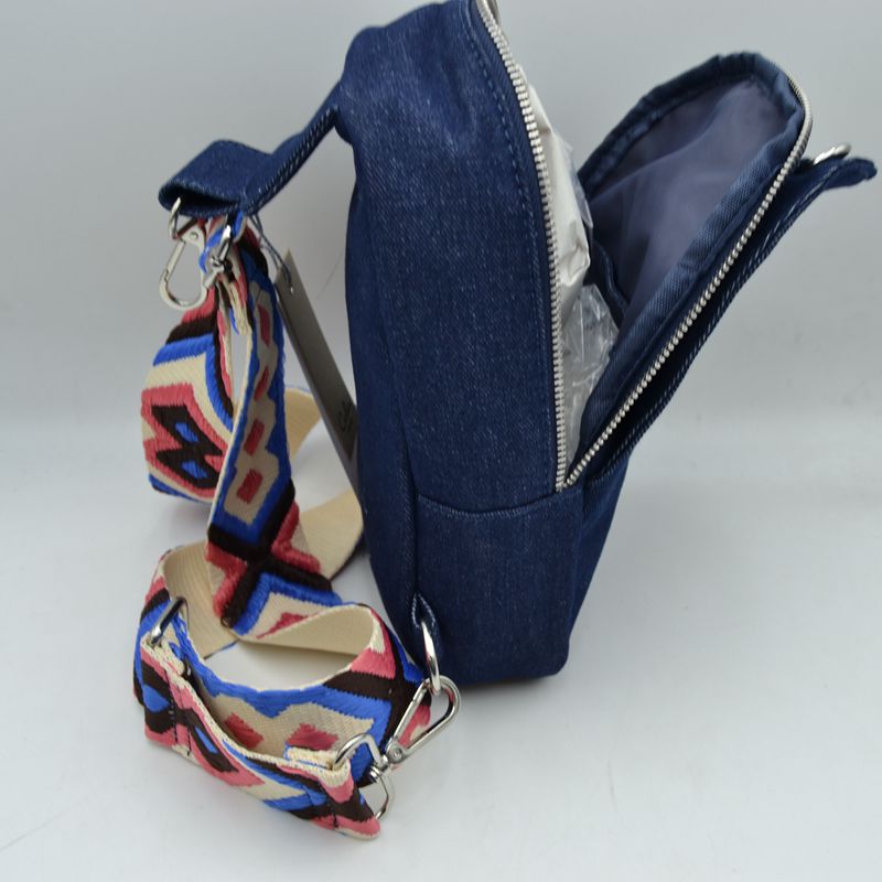 Geometric Pattern Strap Sling Bag with Zipper Pockets - Sling Bag