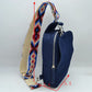 Geometric Pattern Strap Sling Bag with Zipper Pockets - Sling Bag