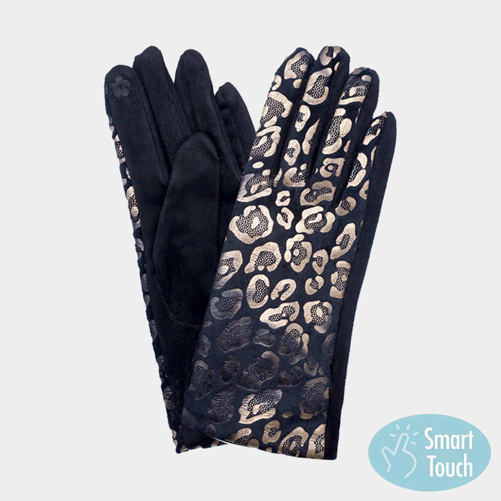 Black Leopard Pattern Smart Touch Gloves