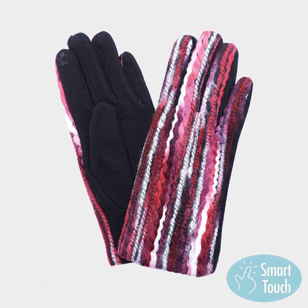 Fuchsia Yarn Embroidered Smart Touch Gloves