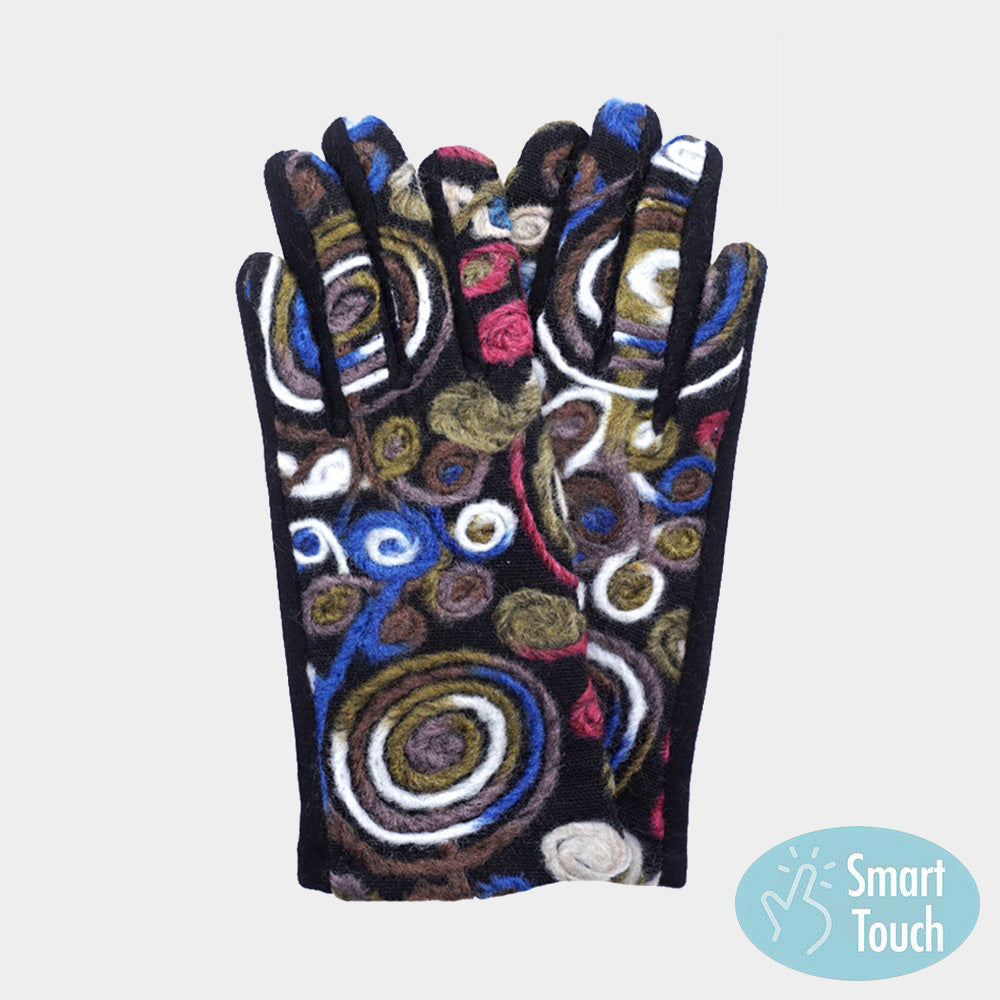 Blue Fuchsia White Wrap your hands in luxury with our Abstract Swirl Yarn Embroidered Smart Touch Gloves. The intricate swirl pattern adds a touch of whimsy to your winter wardrobe, while the smart touch technology keeps you connected on the go. Perfect for daily wear or gifting to your fashion-forward friends. Stay stylish, stay connected!