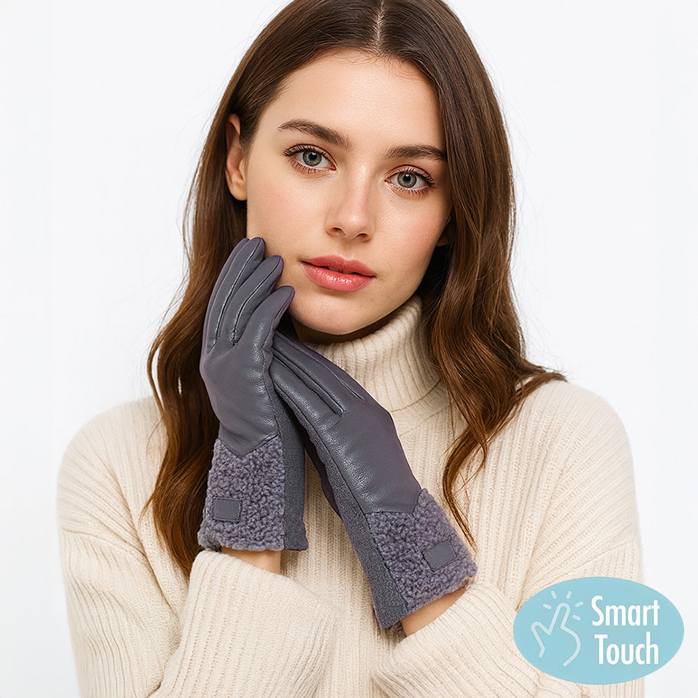 Madeline Love Gray Fleece Insert Smart Touch Gloves - Hair Accessories