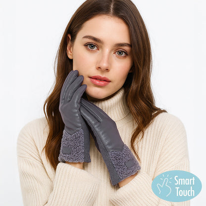 Madeline Love Gray Fleece Insert Smart Touch Gloves - Hair Accessories