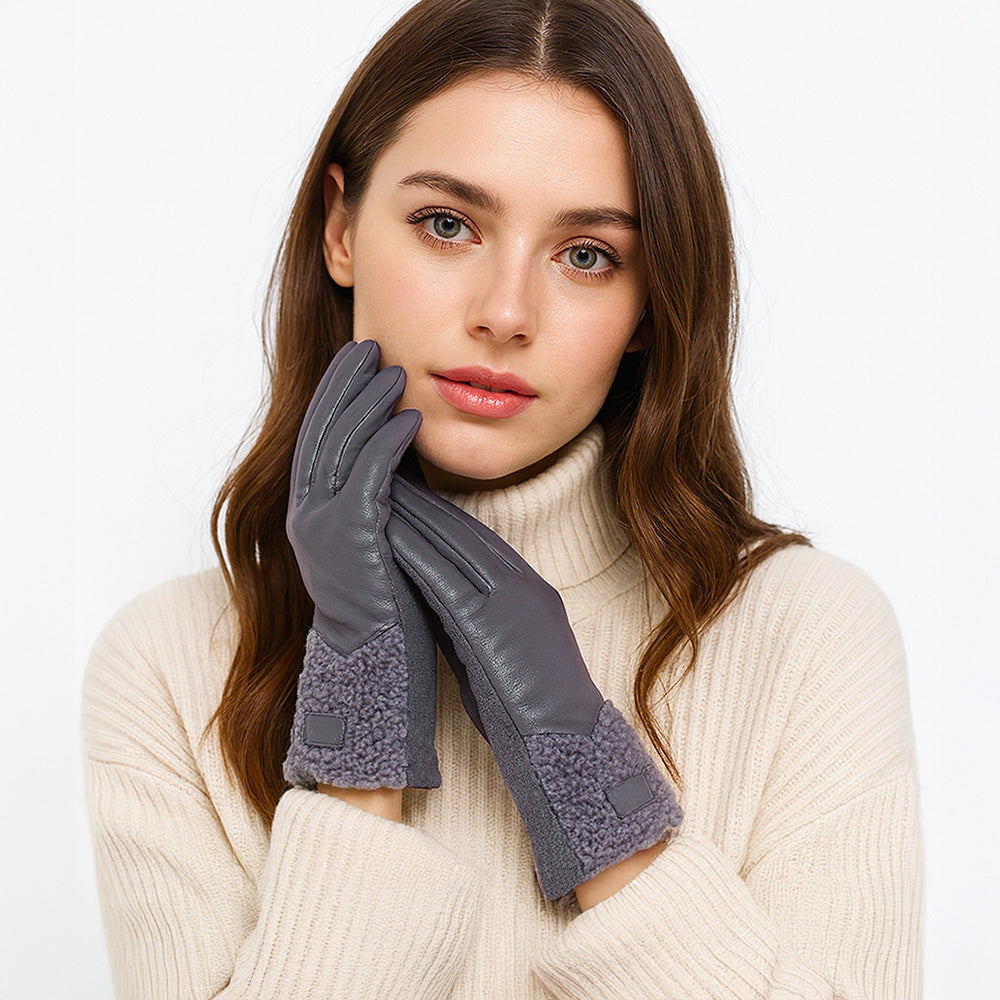 Madeline Love Gray Fleece Insert Smart Touch Gloves - Hair Accessories - extra