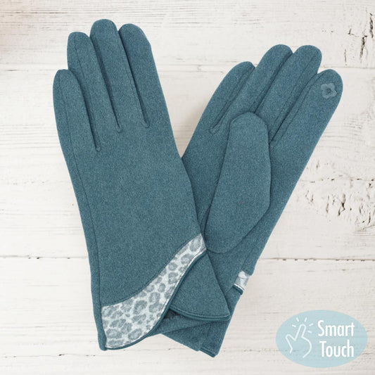 Blue Leopard Print Smart Gloves