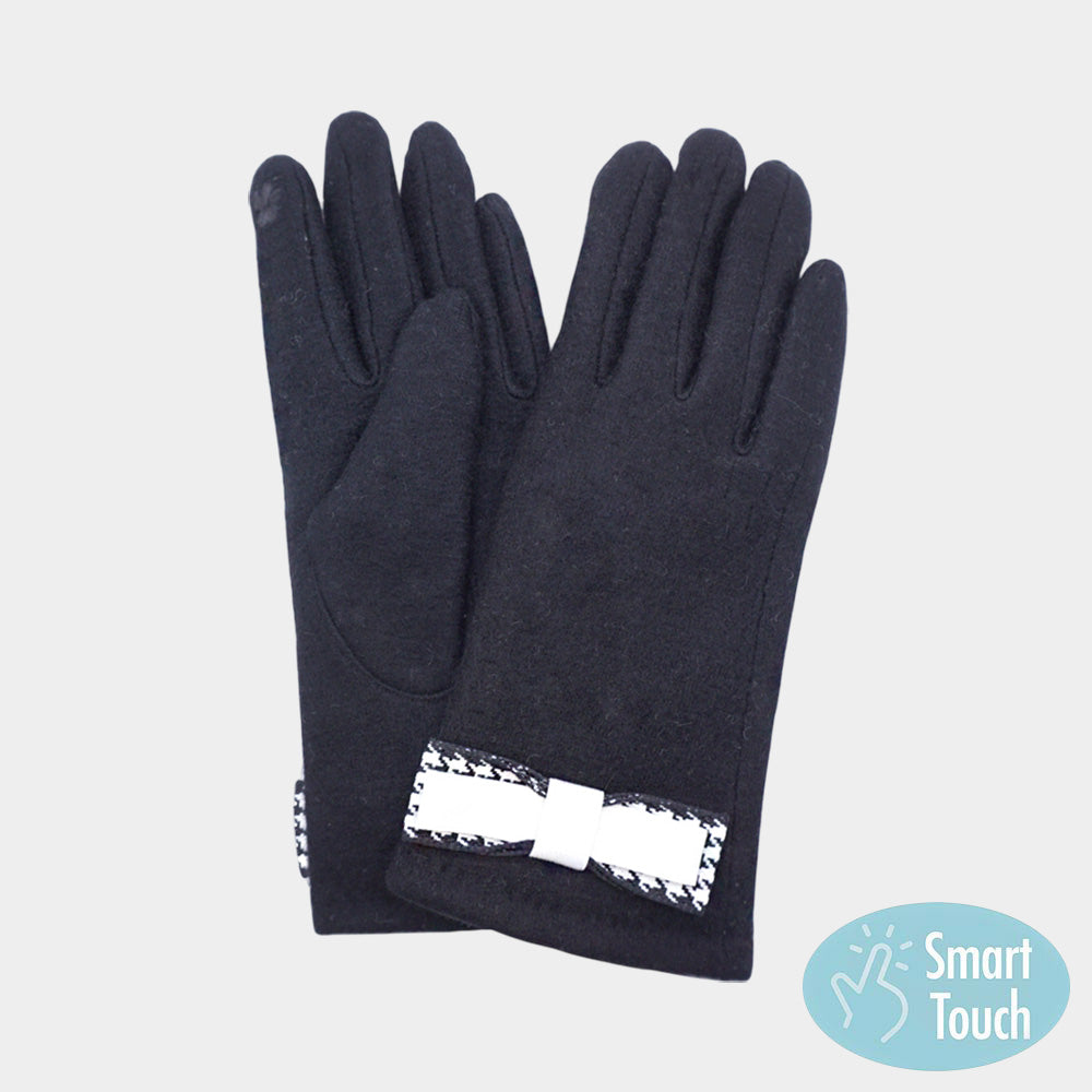 Madeline Love Black Decorative Bow Accent Elegant Smart Touch Gloves - Jewelry