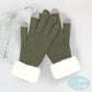 Madeline Love Olive Green Faux Fur Cuff Smart Touch Knit Gloves - Hair Accessories