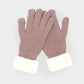 Madeline Love Taupe Faux Fur Cuff Smart Touch Knit Gloves - Hair Accessories - desc